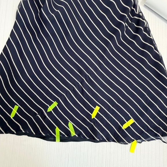 LAUNDRY Vintage Silk Chiffon Striped Dress Women 8 Navy Stripe - Picture 9 of 14